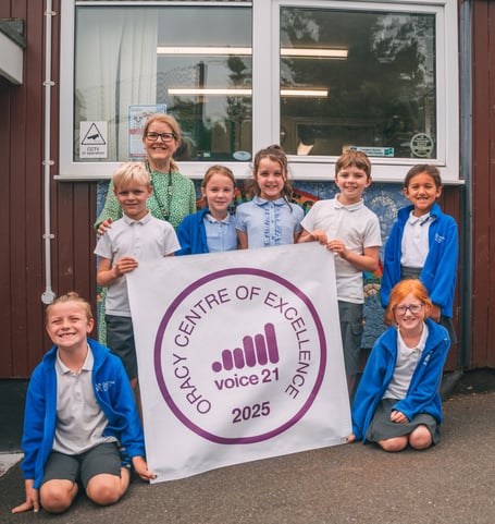Cockwood Primary School celebrates award. Photo HQ