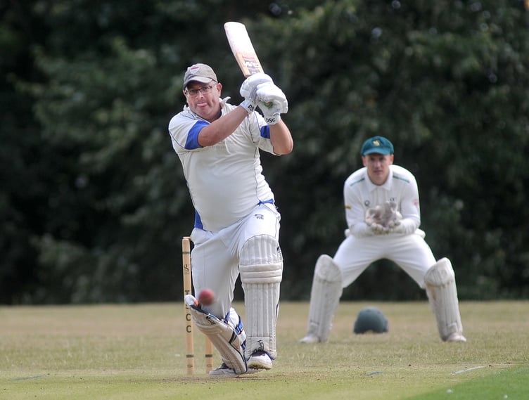 Devon Cricket League C Division West.  Teignmouth & Shaldon1st XI versus South Devon 1st XI. South Devon's Richard Beaumont on his way to a half century