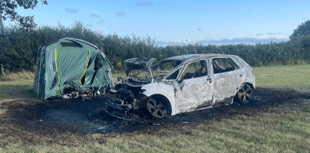 In Pictures: Fire crew called as EV goes up in flames at campsite 