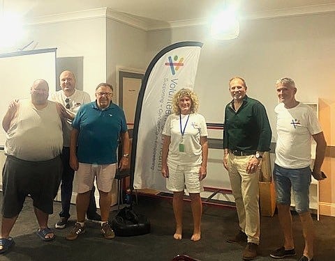 Pictured at the quiz are, left to right Paul Millen, Michael Smith, (both volunteers at Brighter days Group ) Gary Abraham Charity Steward, Julia Street General Manager ViH, Adam Creasey worshipful Master, Tony Walsh ViH Volunteer