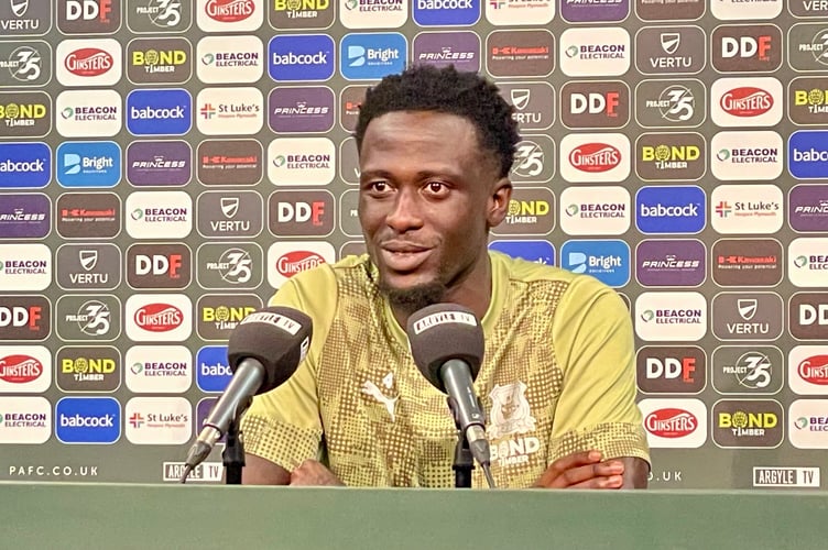 Plymouth Argyle midfielder Brendan Wiredu chats to the media ahead of his side's League One clash with Barnsley. (Picture: Cornish Times)