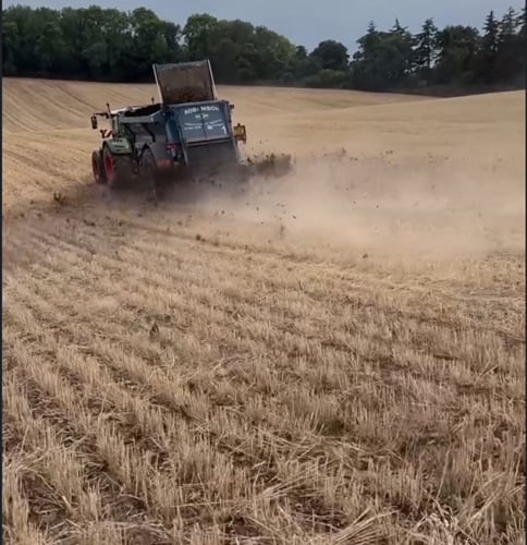 Organic matter being spread at Exminster farm. Photo Jerry Sanders-Carr
