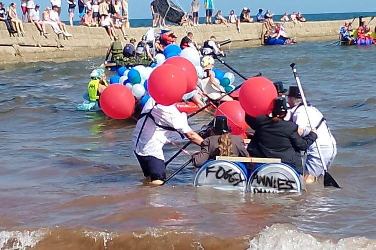 Fun in the sea at Dawlish Celebrates Carnival raft race. Photo Dawlish Celebrates Carnival