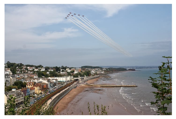Red Arrows flypast at Dawlish Celebrates Carnival taken by Paul Hillcox from Lea Mount.