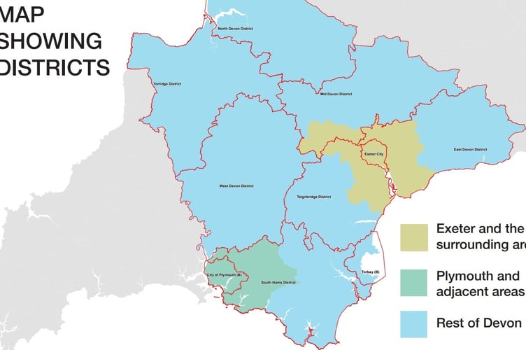 Exeter's proposal for the new unitary Devon setup (Image courtesy: Exeter City Council) 