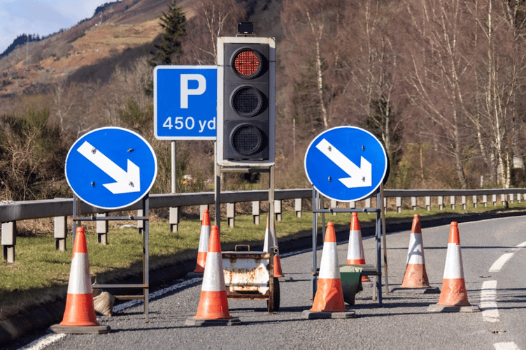 Road works stock image