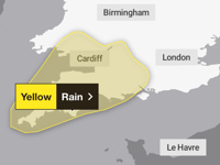 Yellow weather warning issued for heavy rain and flooding