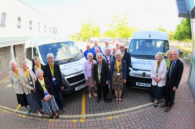 New mini buses for Newton Abbot Community Transport.  Newton Abbot Hospital League of Friends raised £50,000 towards the new buses