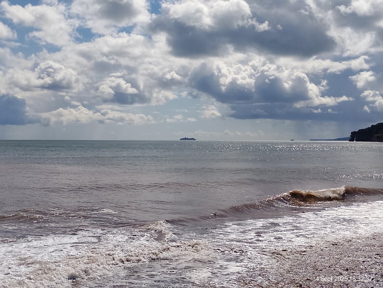 Cruise ship Arcadia off the coast of Dawlish. Photo Noreen Goodchild