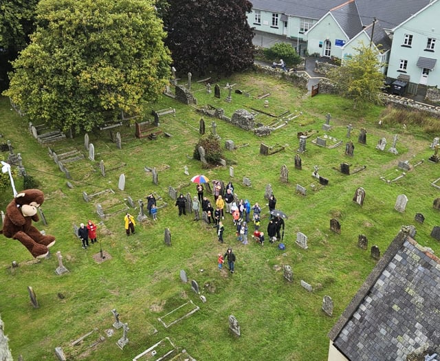 Teddies take leap of faith from church tower