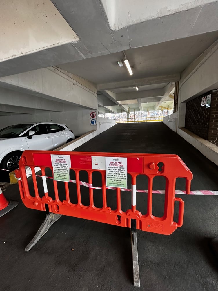 Level 5 and above of Newton Abbot's multi storey car park are out of action.