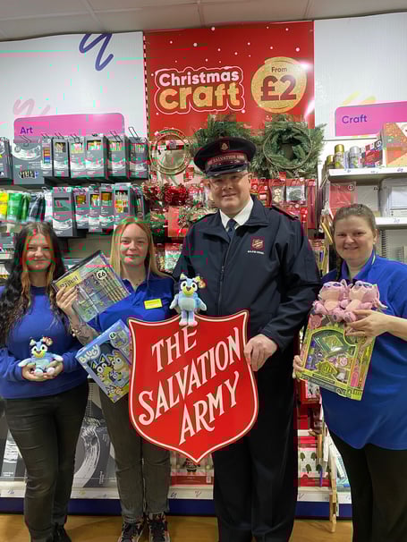 Major Nigel Byrne launching this year's Salvation Army Toy Appeal at The Works in Newton Abbot