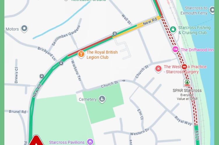 Starcross traffic diversion. Photo Devon County Council 