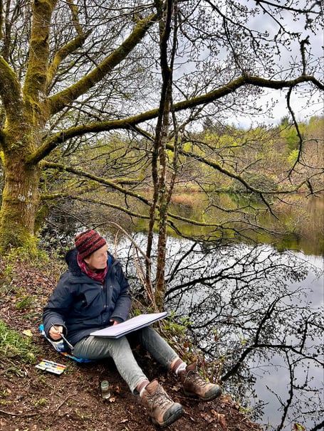 Artist Lucy Patrick at work. 