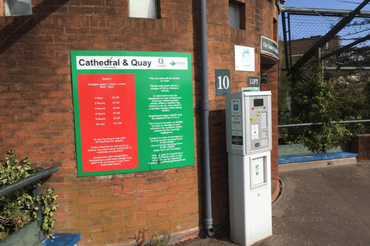 The closed upper decks of the Cathedral and Quay car park