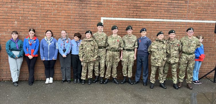 Teign School students gather for Armistice Day.