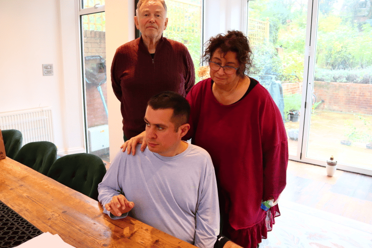 Mark Kent with step-son Thomas and wife Leila