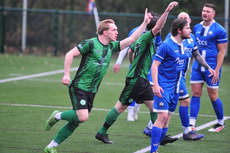 South Devon Football League Division 2. Match action from Paignton Saints 2nds versus IvybridgeTown 2nds. Ten goals in total at the Coach Road all-weather pitch with Ivybridge taking the glory with 4-6 win.