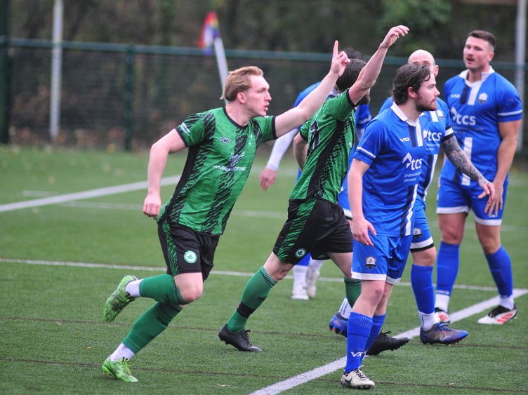 South Devon Football League Division 2. Match action from Paignton Saints 2nds versus IvybridgeTown 2nds. Ten goals in total at the Coach Road all-weather pitch with Ivybridge taking the glory with 4-6 win.