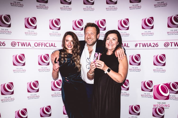 Brickhouse Vineyard owners Joanna Pisko and Matt Szczepura, and team member Elley Roberts, at The Wedding Industry Awards 