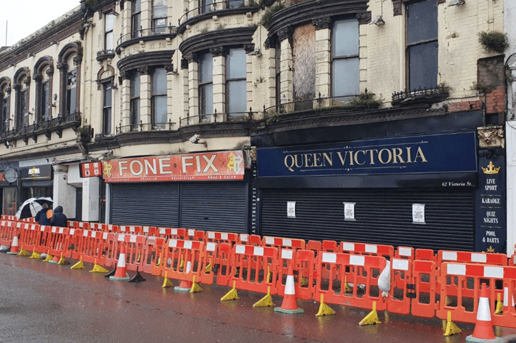 Buildings in Paignton's Station Square affected by the closure