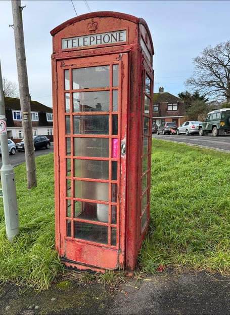 One of the Bovey Tracey phone boxes to. be restored for community use. Photo Avril Kerswell