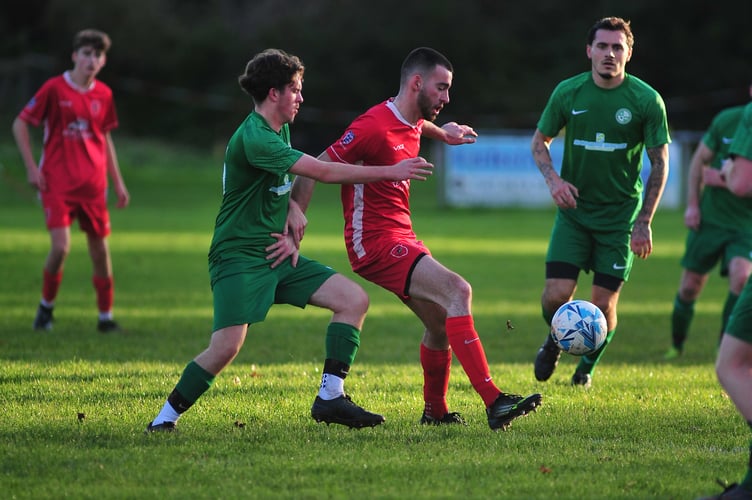 South Devon Football League Division 3. Match action from Kingsteignton Athletic 2nd versus Galmpton United. Seven goals in total and it was the Rams who came up trumps with a 4-3 home win.