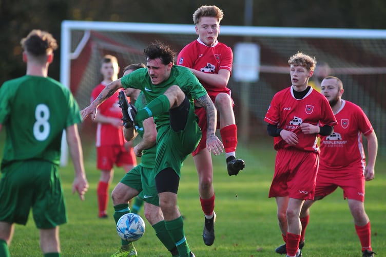 South Devon Football League Division 3. Match action from Kingsteignton Athletic 2nd versus Galmpton United. Seven goals in total and it was the Rams who came up trumps with a 4-3 home win.