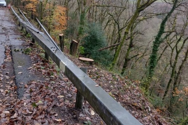 The damaged section of the B3212 (Image courtesy: Devon County Council)