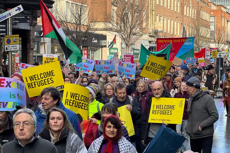 During the Exeter is for Everyone Stand up to Racism march.  AQ 2638
