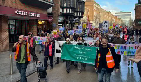 Anti-migrant protestors far outnumbered by Exeter counter protestors
