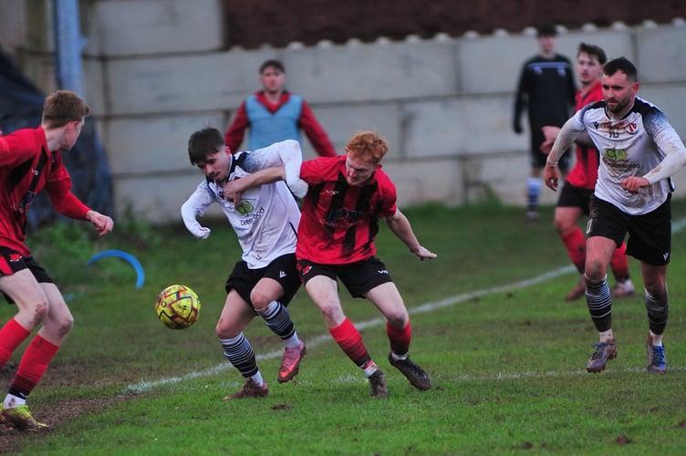 South West Peninsula League Premier Division East. Match action from Teignmouth AFC versus Bishops Lydeard. Not a good day for Teigns who went down by two goals to one against their Somerset visitors