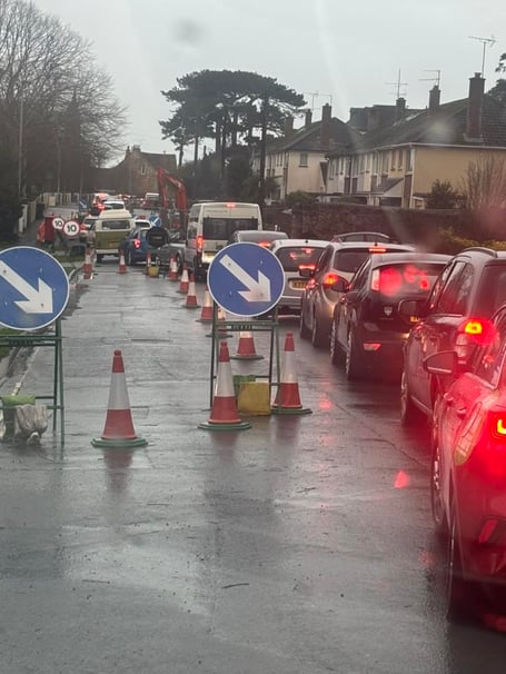 Traffic congestion in Dawlish this morning. Photo Apps Taxis