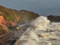 Watch: Waves crash onto railway line at Dawlish 