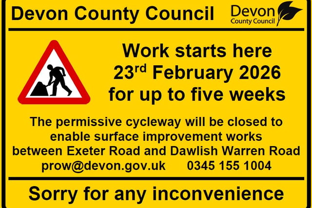 Dawlish cycleway closed for upgrade 