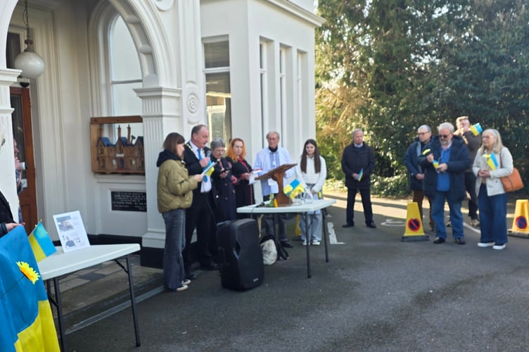 Dawlish Town Council event to mark four years since the invasion of Ukraine. Photo Dawlish Town Council