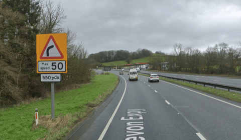 Accident on A38 causing delays near Chudleigh