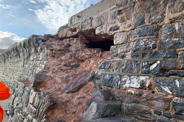 Damage to the sea wall at Dawlish. Photo South West Rail Resilience