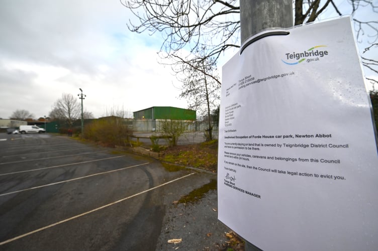 And then there were none.  A notice in the now empty TDC car park informing travellers that they had 24 hours to leave - or face legal action 