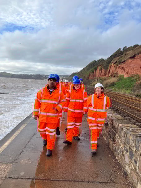 South Devon UTC students with Network Raill staff at Dawlish. Photo supplied