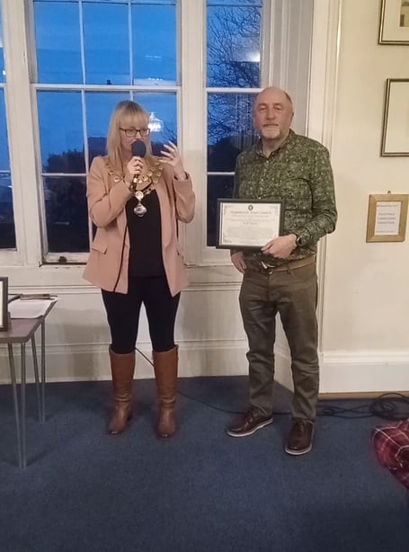 Will Davis was presented with the Mayor's Recognition Award in Teignmouth. Photo contributed