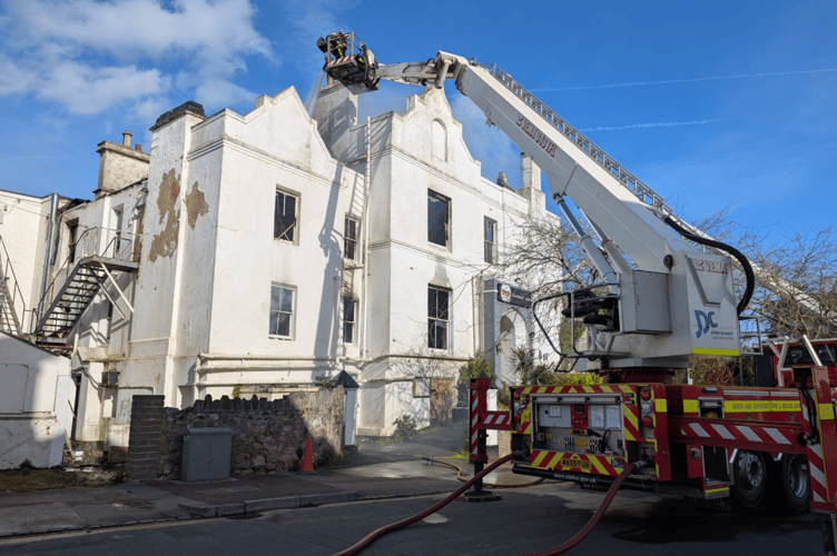 Fire at former Sherwood Hotel in Torquay