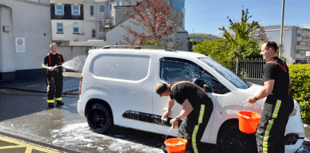 Fire crew's charity car wash success
