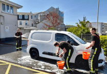 Teignmouth fire crew's charity car wash success