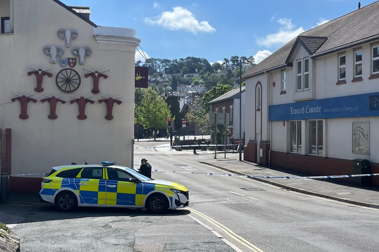 Police in Newton Abbot at scene of last nights assault