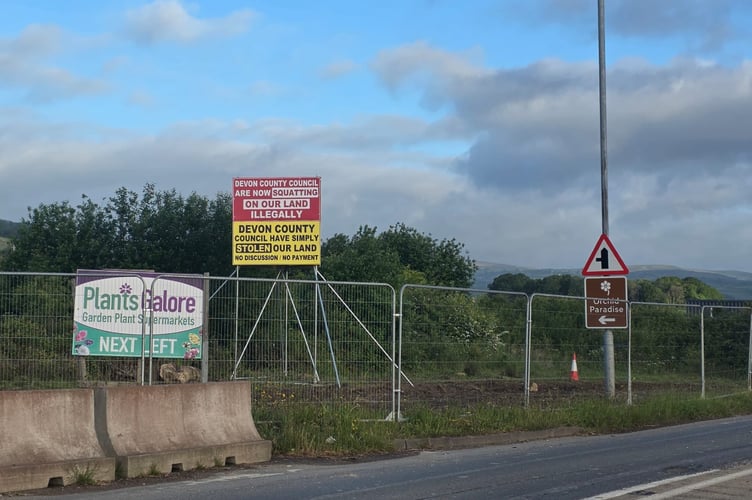 Sign erected by Tony Joyner amid ongoing row over compulsory purchase order. Photo Tony Joyner