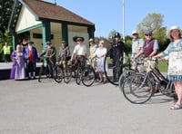 Penny Farthing riding policeman joines vintage bike ride 
