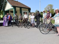 Penny Farthing riding policeman joines vintage bike ride 