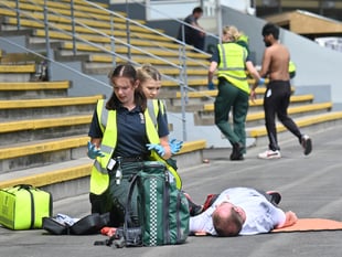 Student paramedics tackle disaster simulation at racecourse