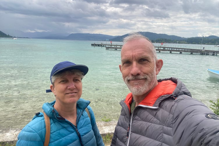 Jo and Mark Jones from ROC church in Dawlish beside the Danube. Photo contributed 